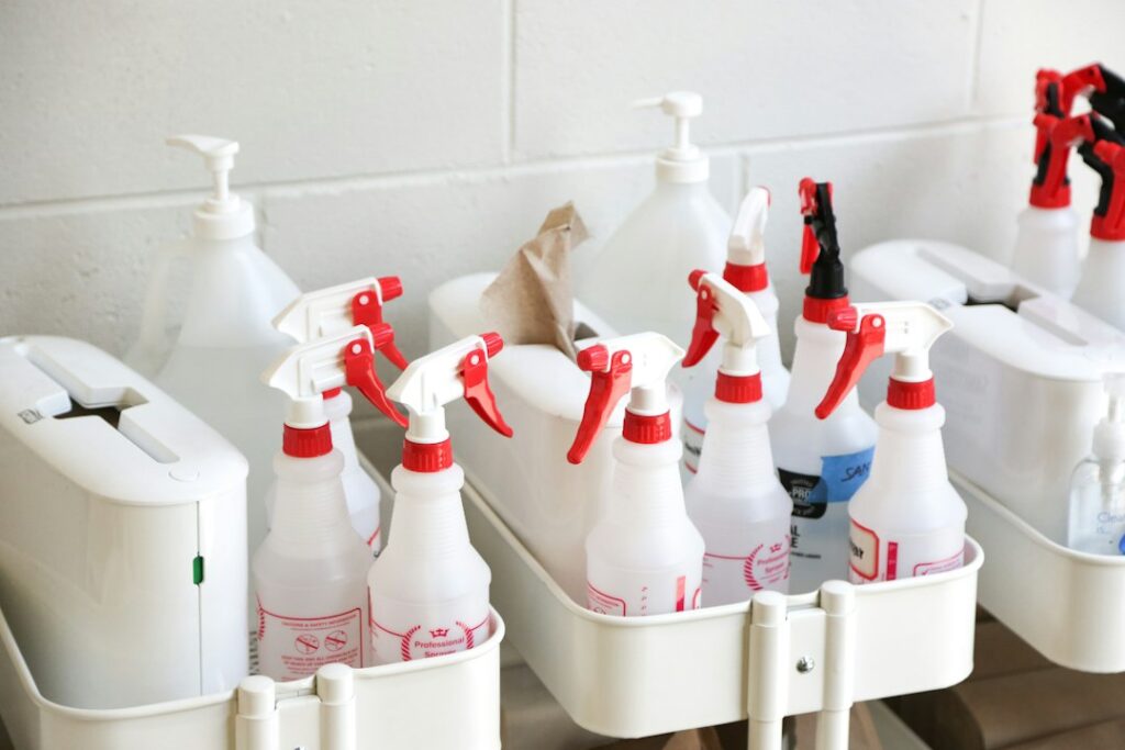 Productos de limpieza organizados para ahorrar en el hogar